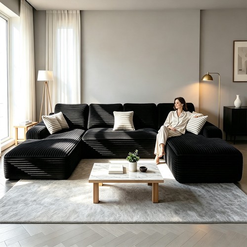 131 inch modern - modern, u-shaped