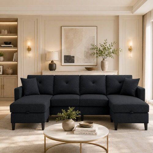 100 black linen - black, u